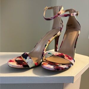 Floral Ankle Strap Heels
